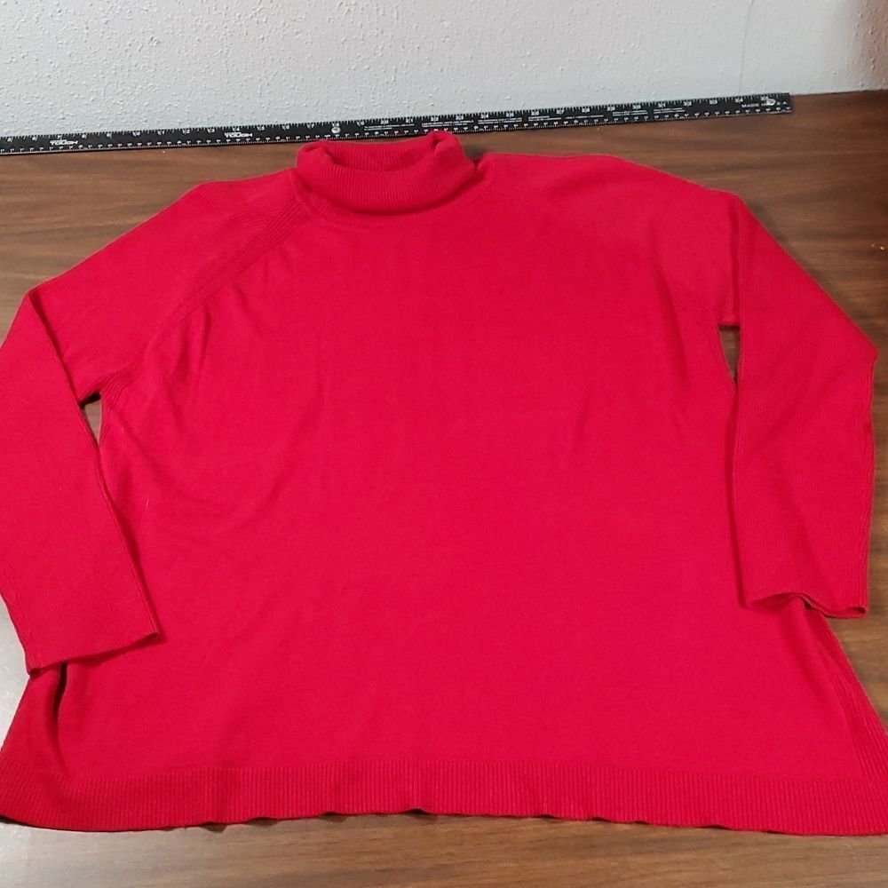 Elliott Lauren Red Sweater‎ Cowl/Turtleneck Ribbed Sleeves Oversized XL